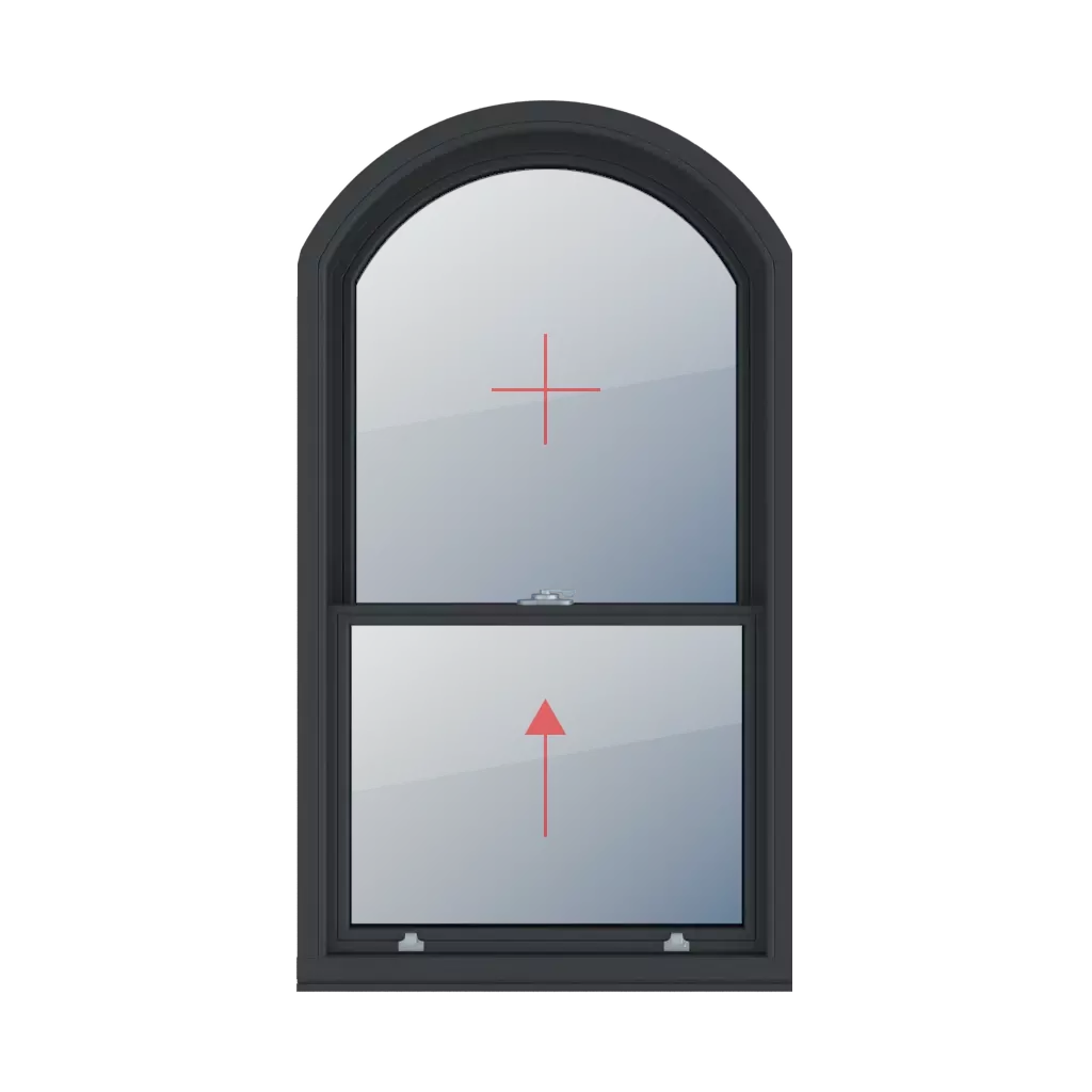 Fixed top, sliding bottom windows window-types sash sliding-vertically-rounded  