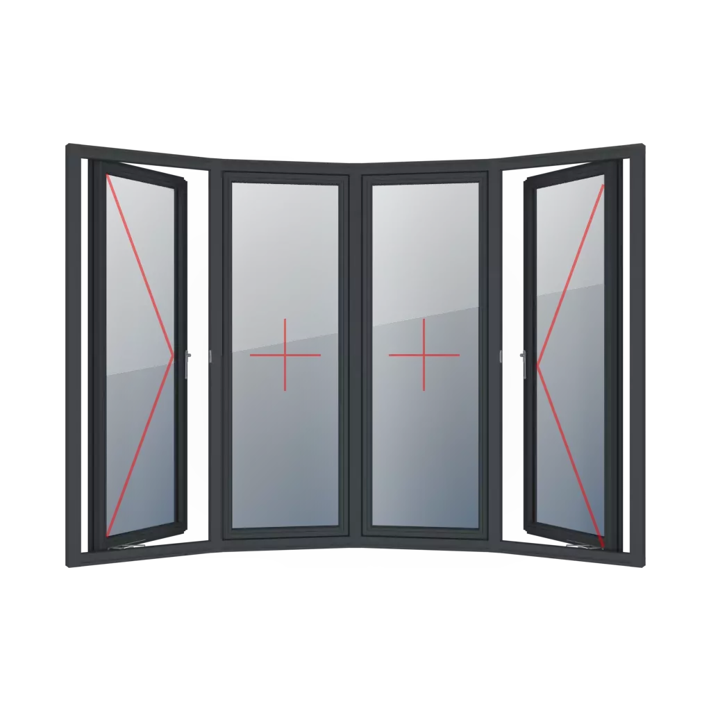 Left turn, fixed glazing, fixed glazing and right turn windows window-types casement bow  